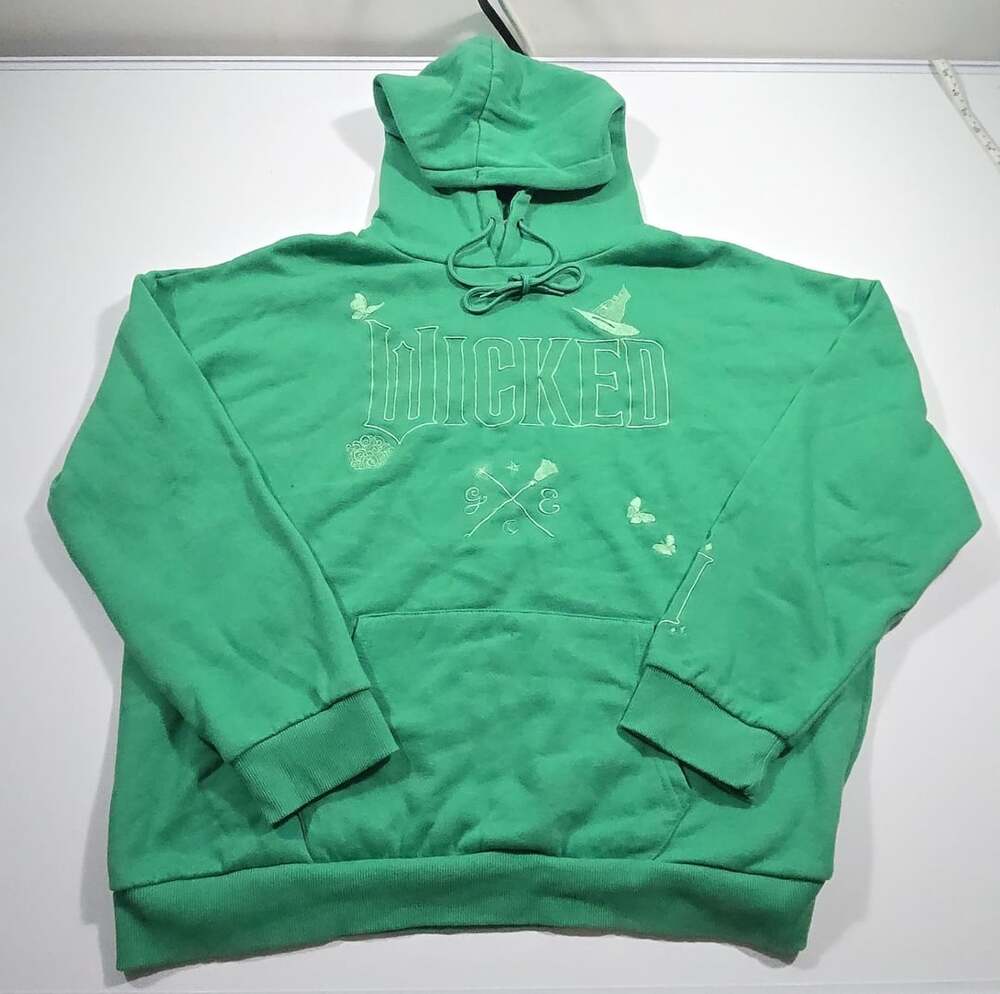 Wicked Hoodie Size XL Green Embroidered Graphic Pullover